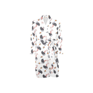 Ostrich Pattern Print Design 02 Men's Long Sleeve Belted Night Robe