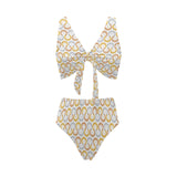 Horseshoes Pattern Print Design 03 Chest Bowknot High Waisted Bikini Swimsuit