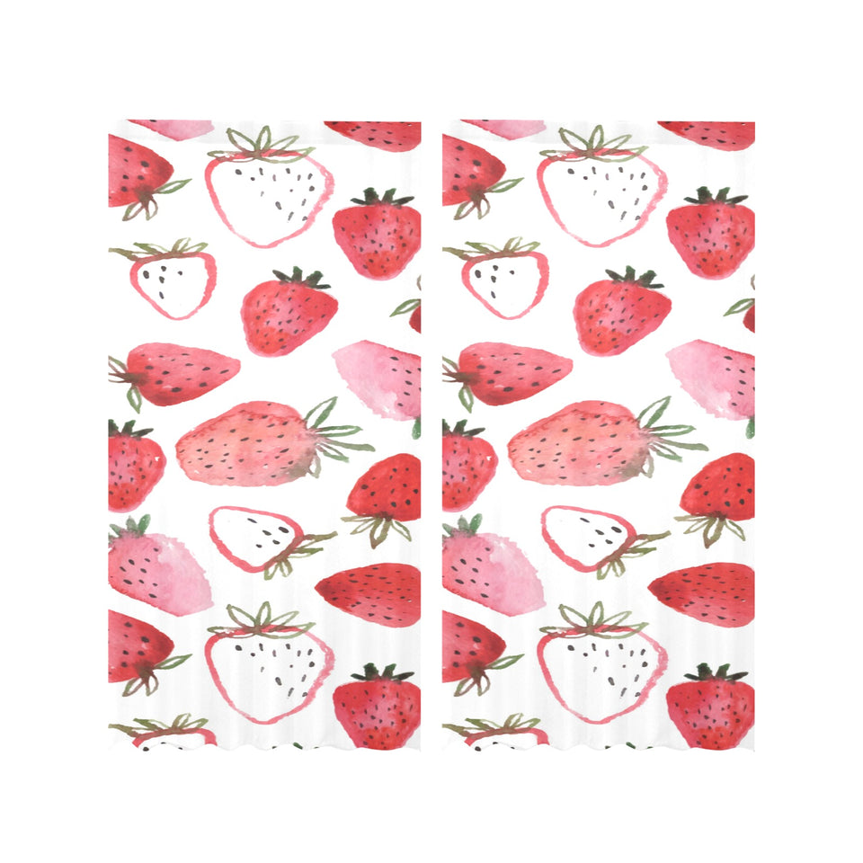 watercolor hand drawn beautiful strawberry pattern Gauze Curtain