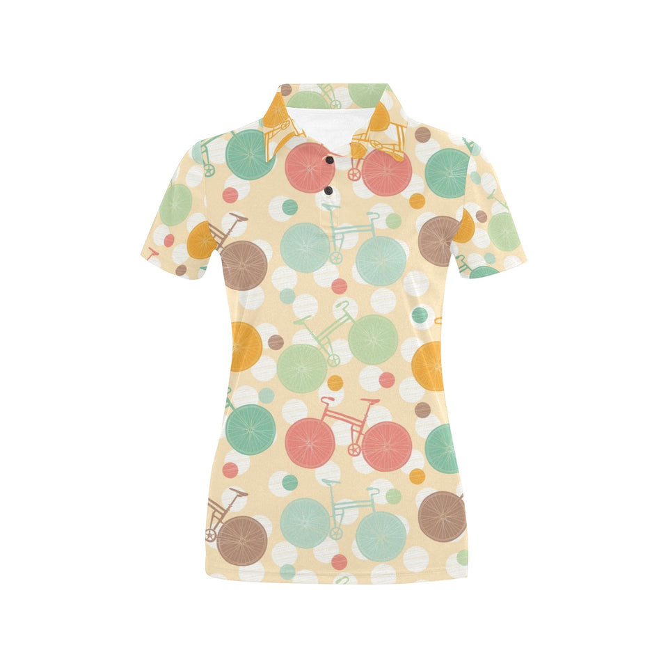 Bicycle Pattern Print Design 01 Women's All Over Print Polo Shirt