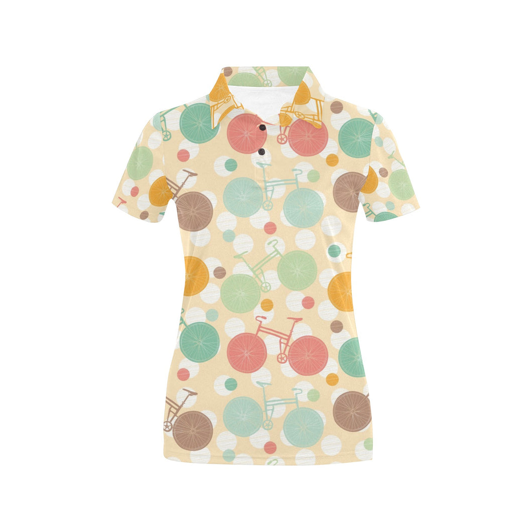 Bicycle Pattern Print Design 01 Women's All Over Print Polo Shirt