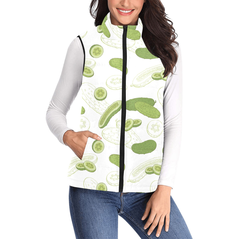 Cucumber sketch pattern Women's Padded Vest