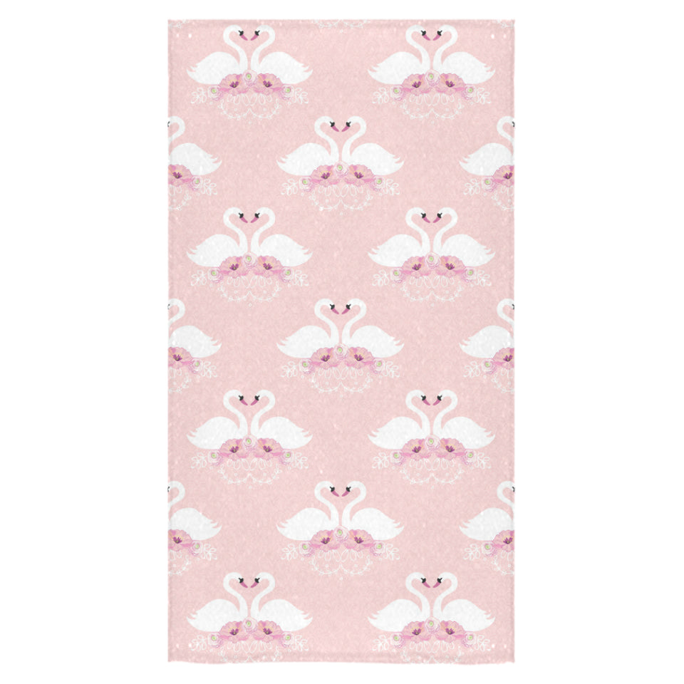 White swan and flower love pattern Bath Towel