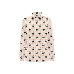 Ostrich Pattern Print Design 05 Women's Long Sleeve Polo Shirt