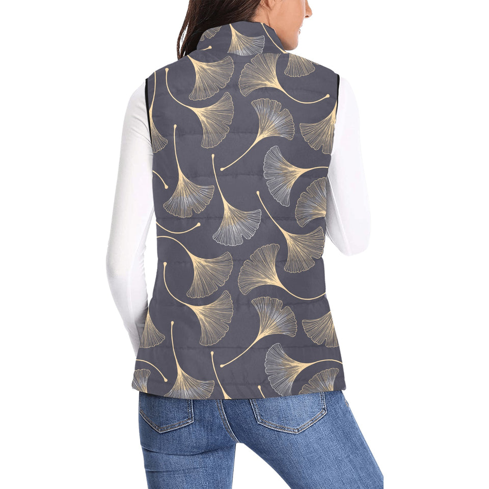 Gold ginkgo leaves Women's Padded Vest
