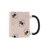 Cute bee flower pattern pink background Morphing Mug Heat Changing Mug