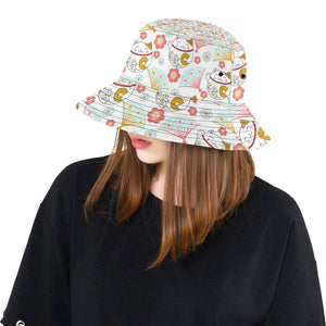 Maneki neko cat fan sakura Unisex Bucket Hat