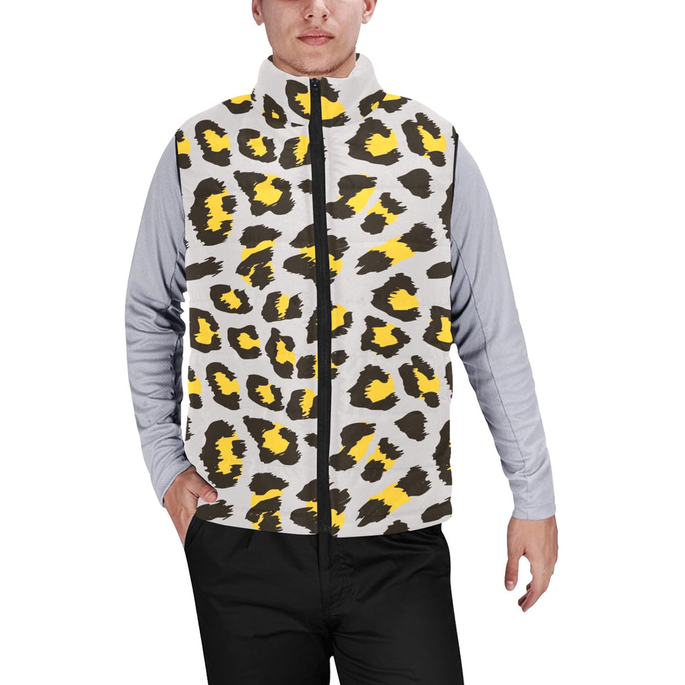Gray Leopard print pattern Men's Padded Vest