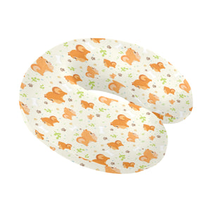Cute brown pomeranian paw leave bone pattern U-Shaped Travel Neck Pillow
