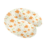 Cute brown pomeranian paw leave bone pattern U-Shaped Travel Neck Pillow