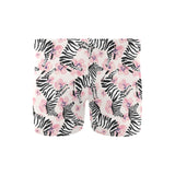 Zebra pink flower background Men's Swimming Trunks