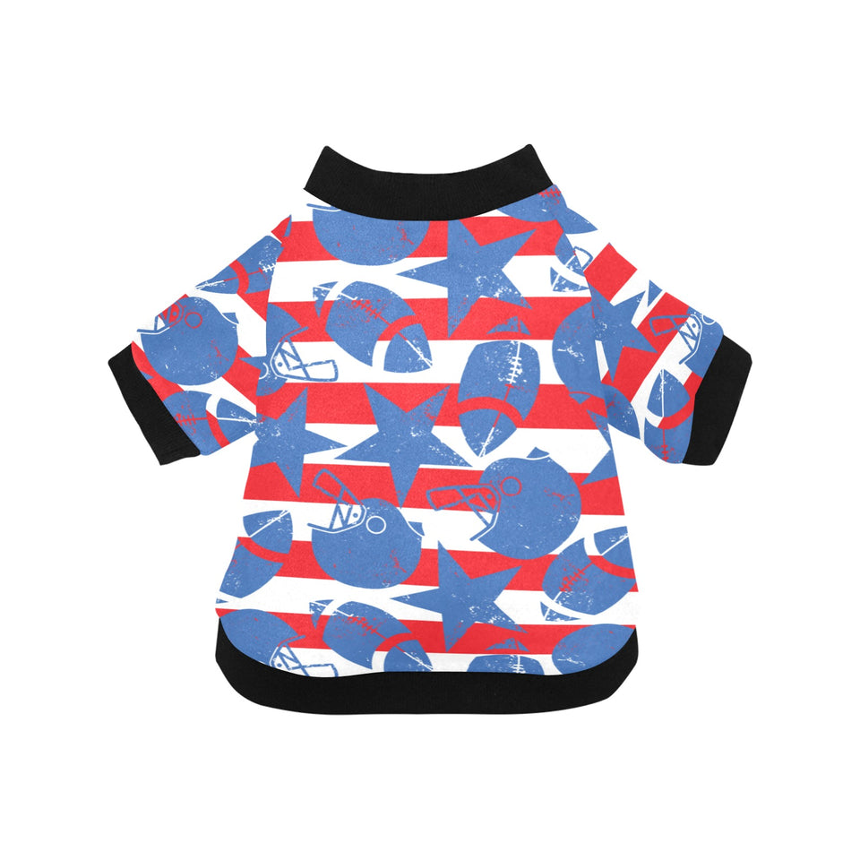 American football ball star stripes pattern All Over Print Pet Dog Round Neck Fuzzy Shirt
