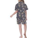 Gold ginkgo leaves Kids' Boys' Girls' V-Neck Short Pajama Set