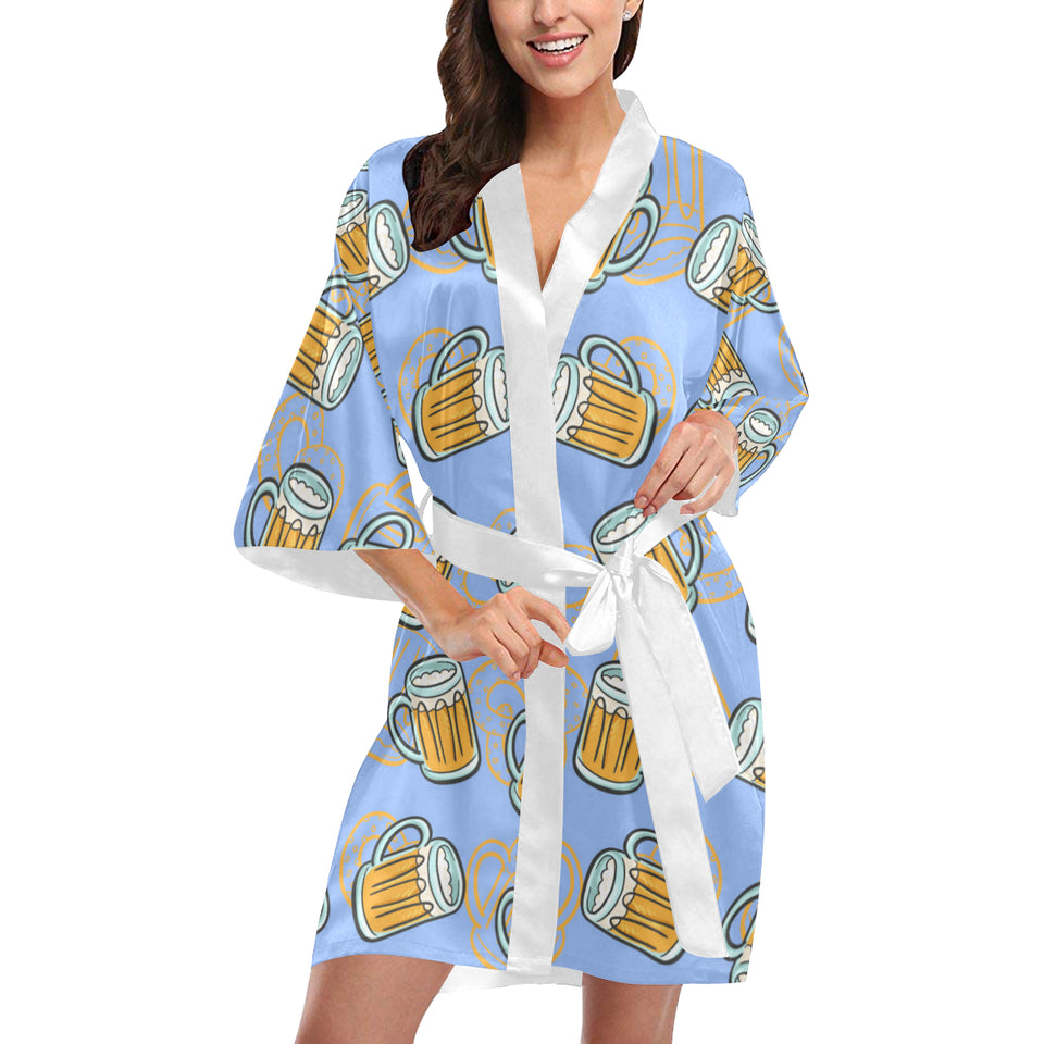 Beer pattern Women's Short Kimono Robe