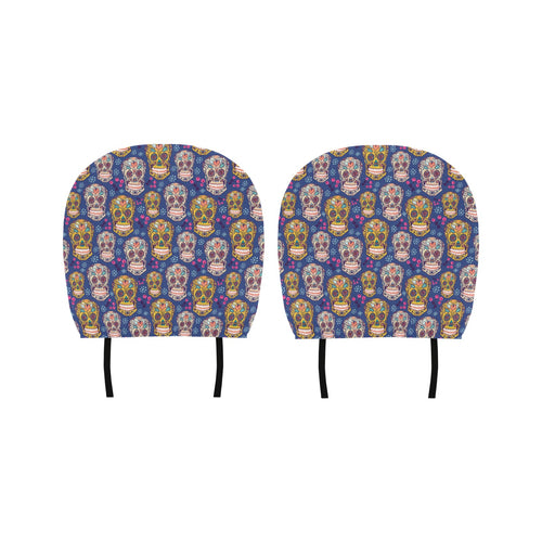 Sugar skull flower pattern Car Headrest Cover