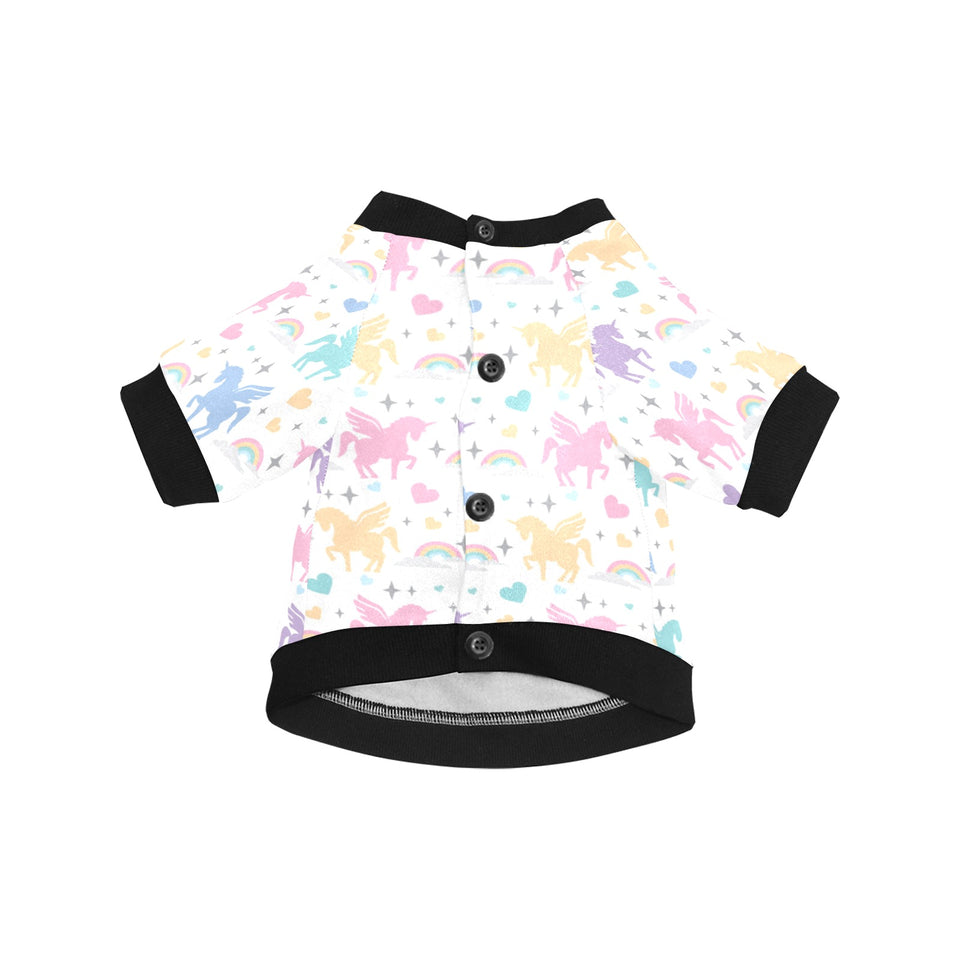 colorful unicorn rainbow heart pattern All Over Print Pet Dog Round Neck Fuzzy Shirt