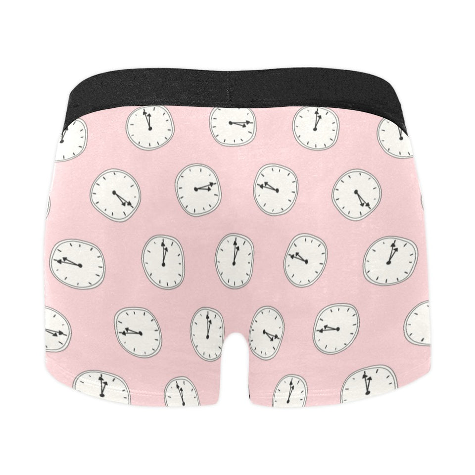 Clock pattern pink blackground Men's All Over Print Boxer Briefs Men's Underwear