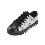 Siberian husky and colorful circle pattern Men's Low Top Canvas Shoes Black
