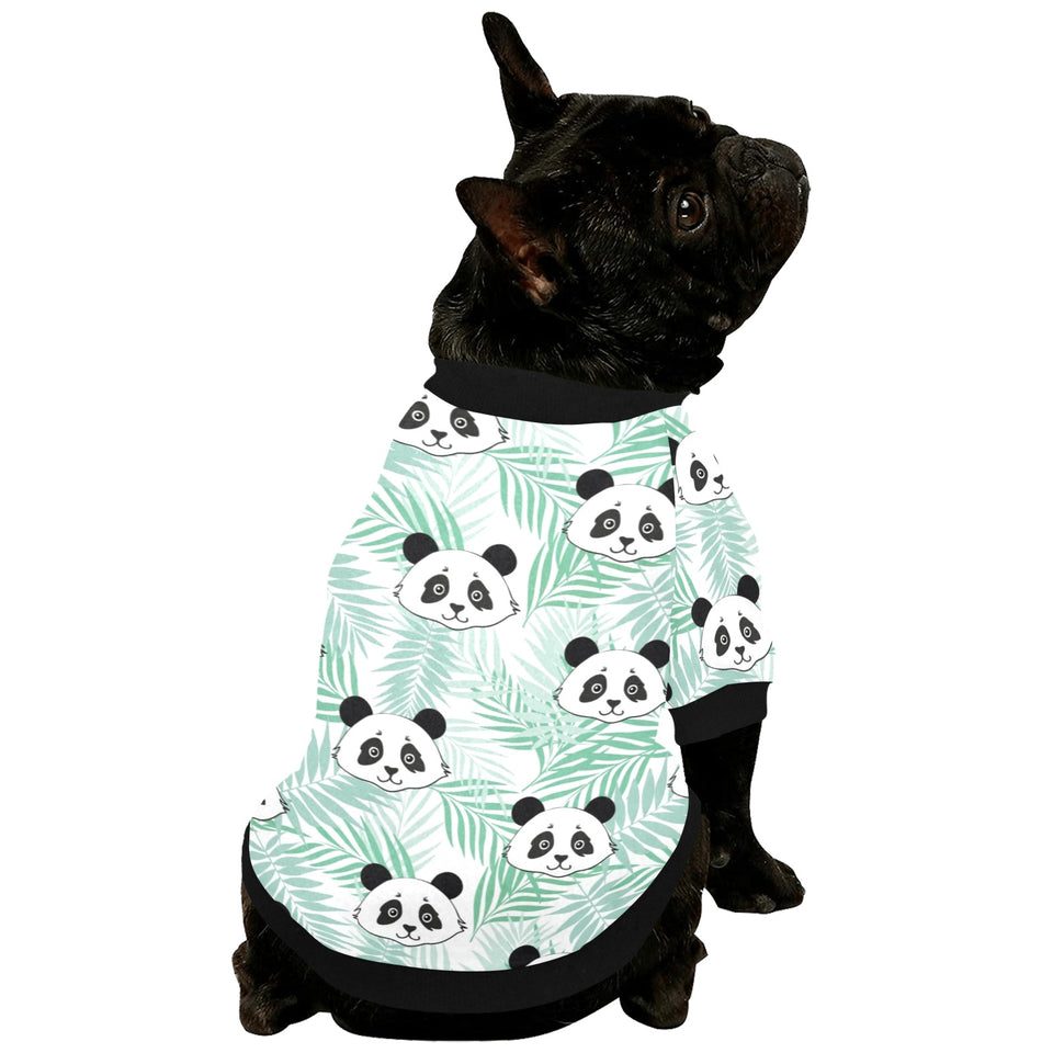 Panda pattern tropical leaves background All Over Print Pet Dog Round Neck Fuzzy Shirt