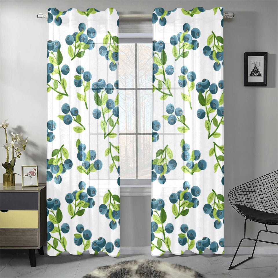 blueberry white background Gauze Curtain