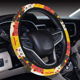 Colorful Maneki neko cat pattern Car Steering Wheel Cover