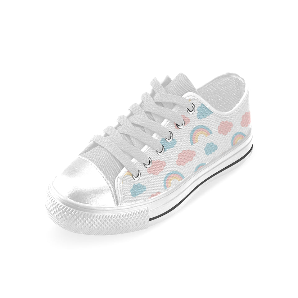 Cute rainbow clound pattern Men's Low Top Shoes White