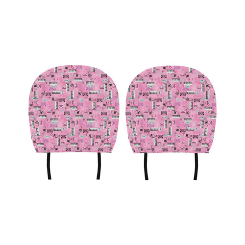 Piano Pattern Print Design 01 Car Headrest Cover