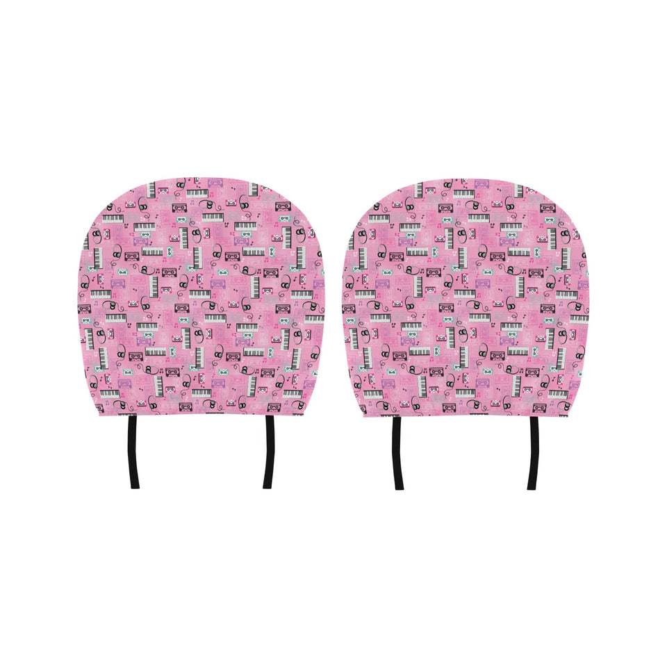 Piano Pattern Print Design 01 Car Headrest Cover