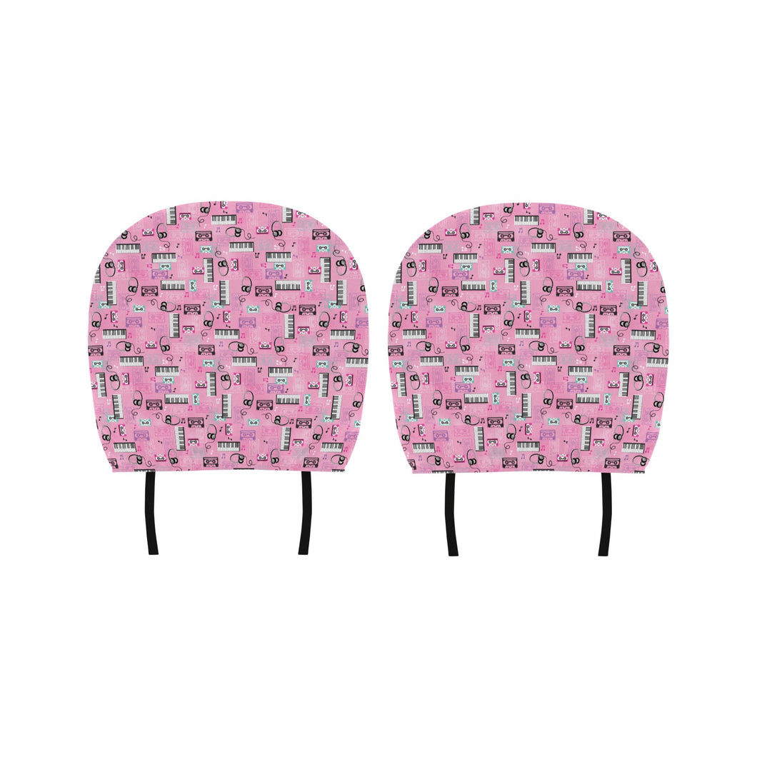 Piano Pattern Print Design 01 Car Headrest Cover