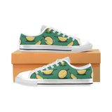Durian pattern green background Men's Low Top Shoes White