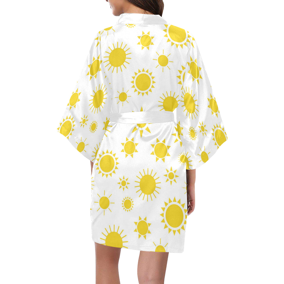 Sun pattern Women's Short Kimono Robe