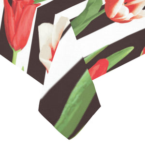 red and white tulips pattern Tablecloth