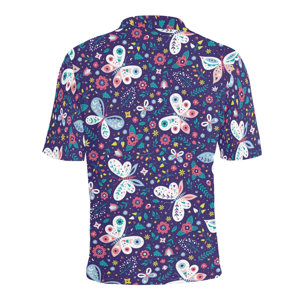 Colorful butterfly flower pattern.eps Men's All Over Print Polo Shirt