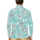 Cute koalas blue background pattern Men's Long Sleeve Polo Shirt
