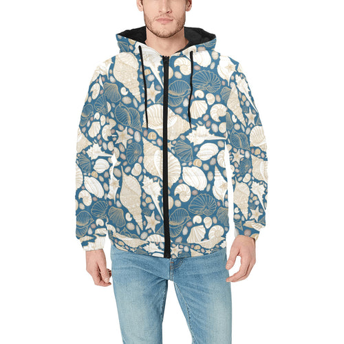 Sea turtle Polynesian Tribal design pattern Men's Padded Hooded Jacket