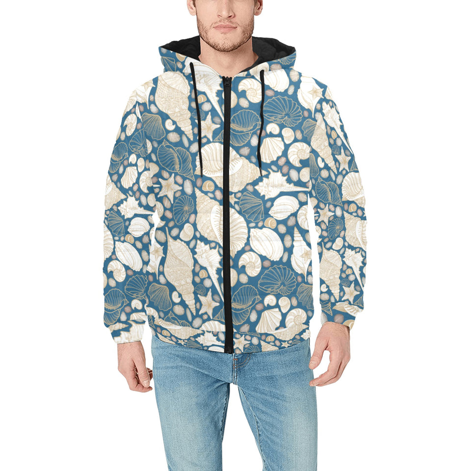 Sea turtle Polynesian Tribal design pattern Men's Padded Hooded Jacket