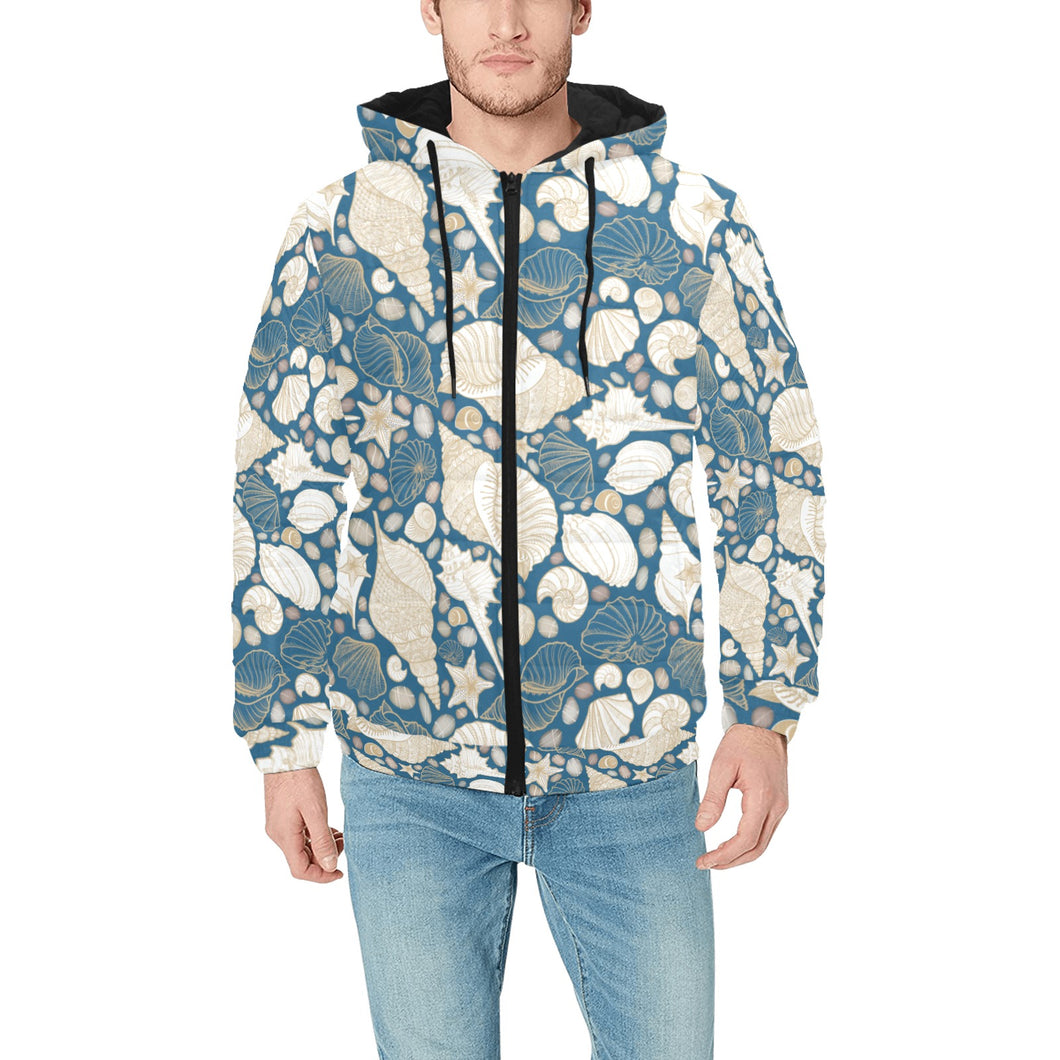 Sea turtle Polynesian Tribal design pattern Men's Padded Hooded Jacket