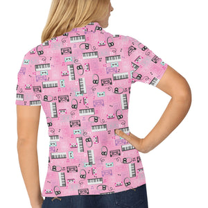 Piano Pattern Print Design 01 Women's All Over Print Polo Shirt