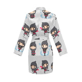 Cute ninja pattern Women's Long Sleeve Belted Night Robe