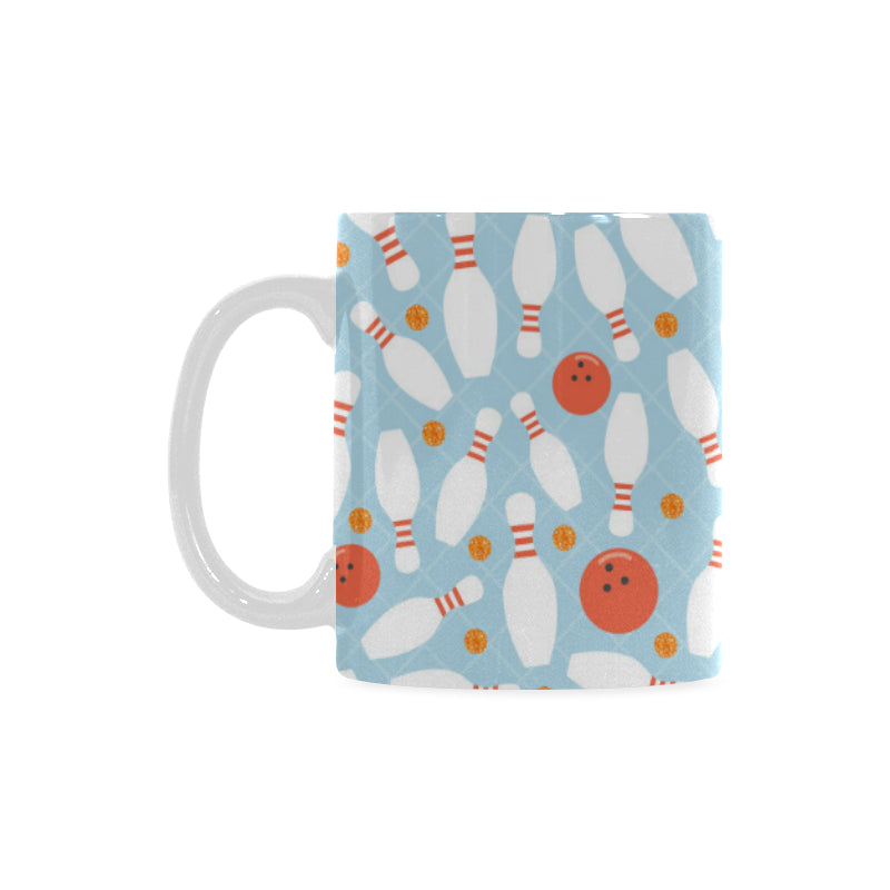 Bowling ball bowling pins blue blackground Classical White Mug (Fulfilled In US)