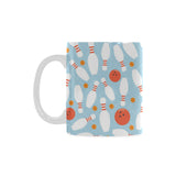 Bowling ball bowling pins blue blackground Classical White Mug (Fulfilled In US)