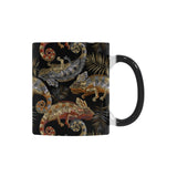 Chameleon lizard tropical leaves palm tree Morphing Mug Heat Changing Mug