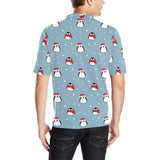 Cute penguin christmas snow pattern Men's All Over Print Polo Shirt