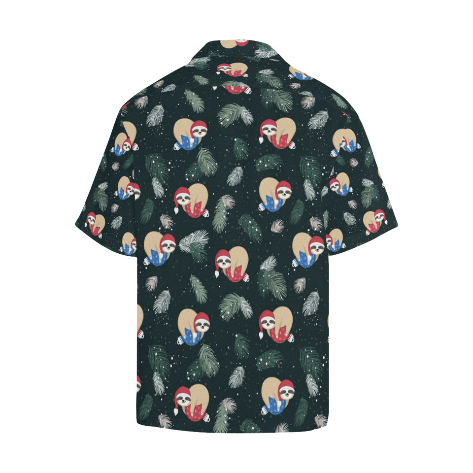 Cute sloths sleeping christmas ball santa hat patt Men's All Over Print Hawaiian Shirt