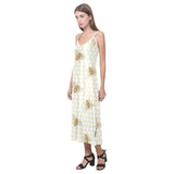 Bee honeycomb seamless design pattern V-Neck Open Fork Long Dress