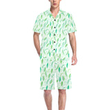 Green Peas Pattern Print Design 01 Men's V-Neck Short Pajama Set