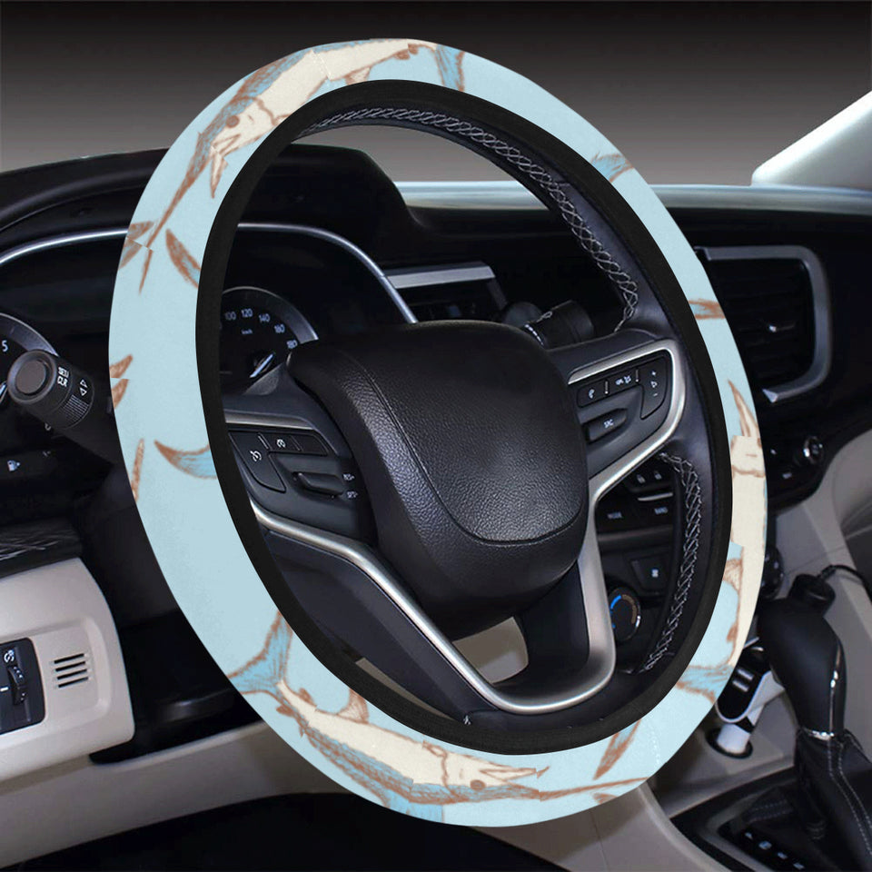 Swordfish Pattern Print Design 01 Car Steering Wheel Cover