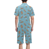 Sea otters pattern Men's V-Neck Short Pajama Set