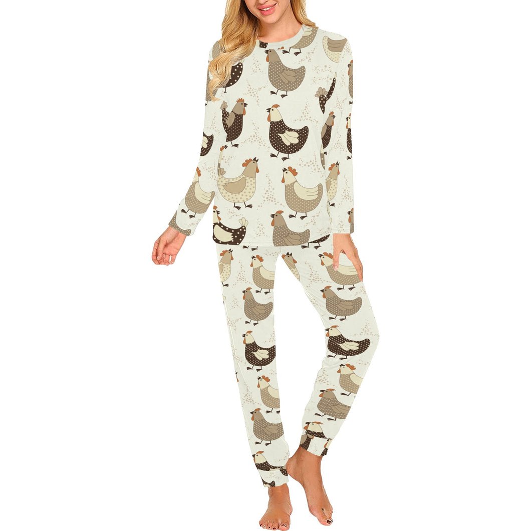 Cute rooster chicken cock Women's All Over Print Pajama Set