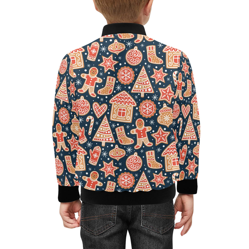 Christmas gingerbread cookie pattern Kids' Boys' Girls' Bomber Jacket